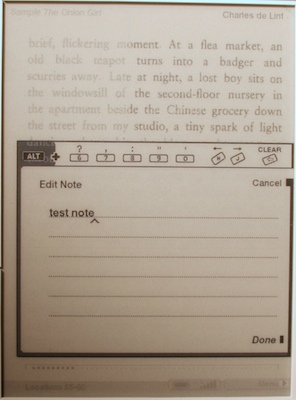 kindle adding a note