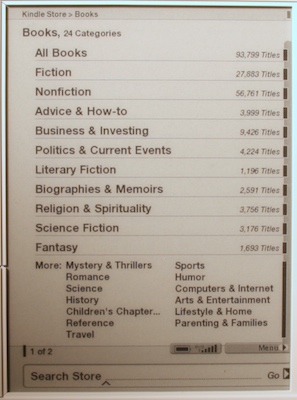 kindle store categories