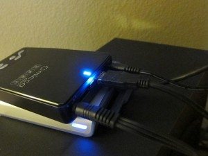 Since the unit was shipped without a preinstalled hard drive, I simply hooked the Micca Slim up to an external hard drive.
