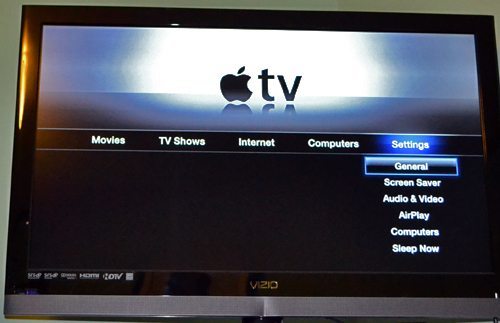 Apple TV Settings options. Screen Saver setup