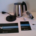 The Keurig Milk Frother: cup, frothing wand, electrical platform and instruction guide.