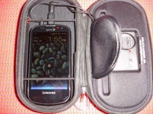 Case with my Samsung Galaxy S (Epic) in place (should have cleaned the screen!)