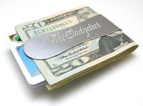 Faux Leather Money Clip Wallet, Duck, Personalized Engraving Included