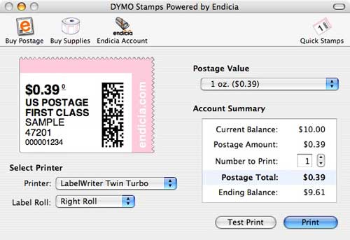 dymo stamps mac software