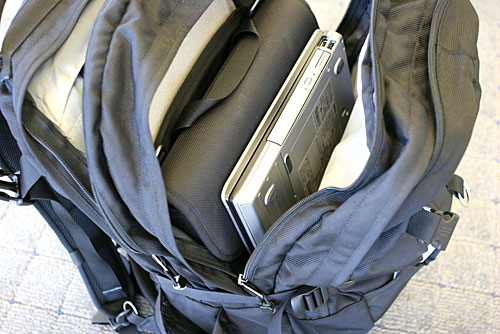 backpack with two laptop sleeves