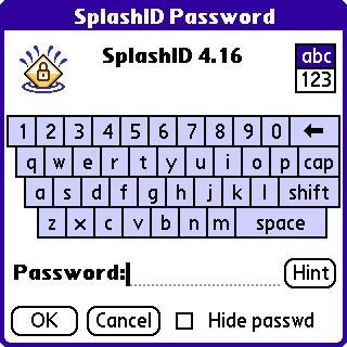 SplashID Password Screen