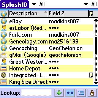 SplashID Data Screen