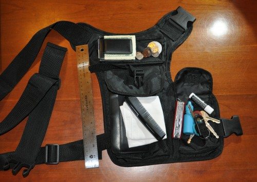 This is all stuff I carry in my pants pockets pretty much every day. Except that one-foot ruler.