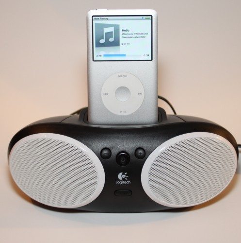 iPod attached to speaker