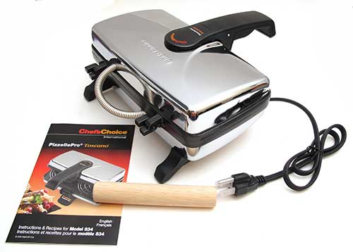 The Chef'sChoice Toscano pizzelle maker will cook two beautiful