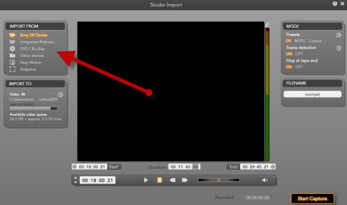 pinnacle studio 14 capture settings