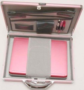 MEZZI LUXslim Aluminum Laptop Case SD Pink Open with Dell