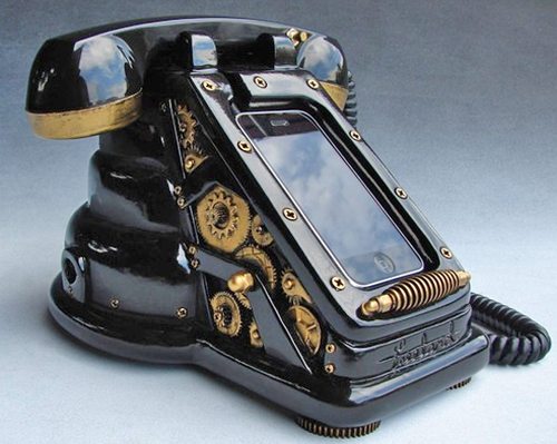iretrophone steampunk iphone stand