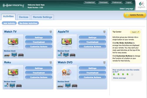 logitech harmony1100 activities2
