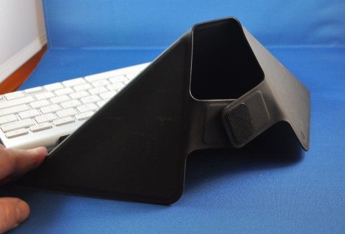 Origami case folded back into stand.