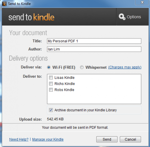 download kindle personal documents to pc