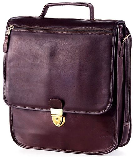 clava upright vertical leather briefcase