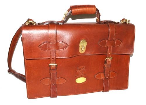 Leather Navigator Briefcase No. 1943, USA Made, Full-Grain