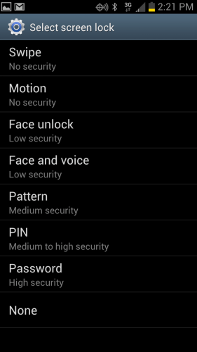 Samsung SGS3 Security