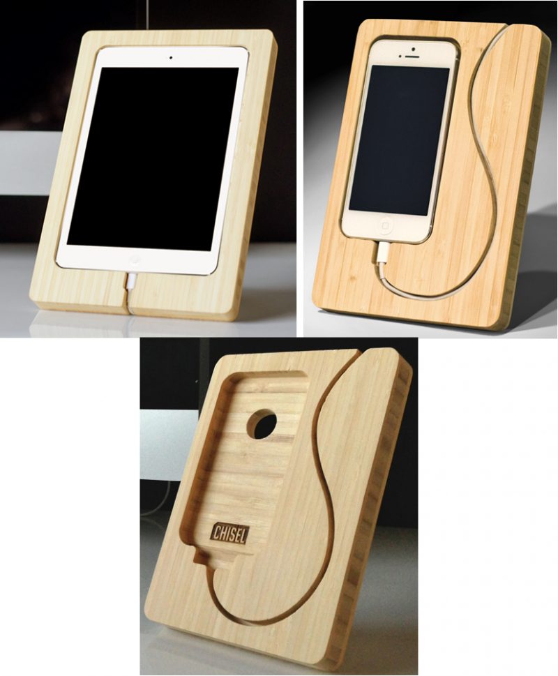 Chisel out some space for an iPad mini or iPhone charging dock The