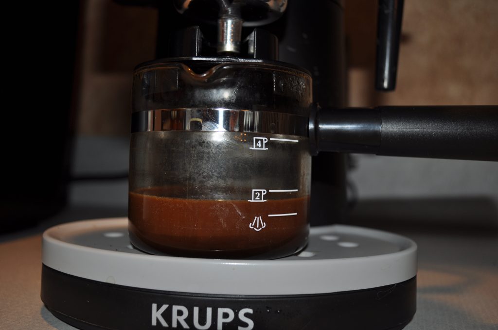  KRUPS XP1020 Steam Espresso Machine with Glass Carafe, 4-Cup,  Black: Home & Kitchen