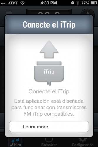 When the iTrip is first connected, you are prompted to download the free iTrip app.