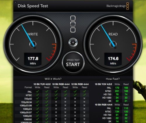 Speed test with miniStack Max attached to MacBook Air via USB 3.0