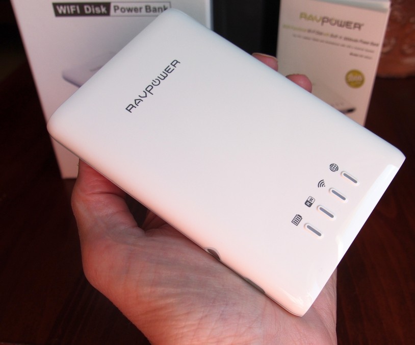 RAVPower FileHub RP-WD01 WiFi file hub, SD card reader, and power bank