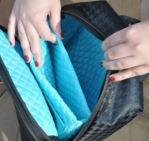 Interior padded sections for laptop and tablet.