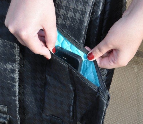 Small electronics or other items can fit into the strap pocket.