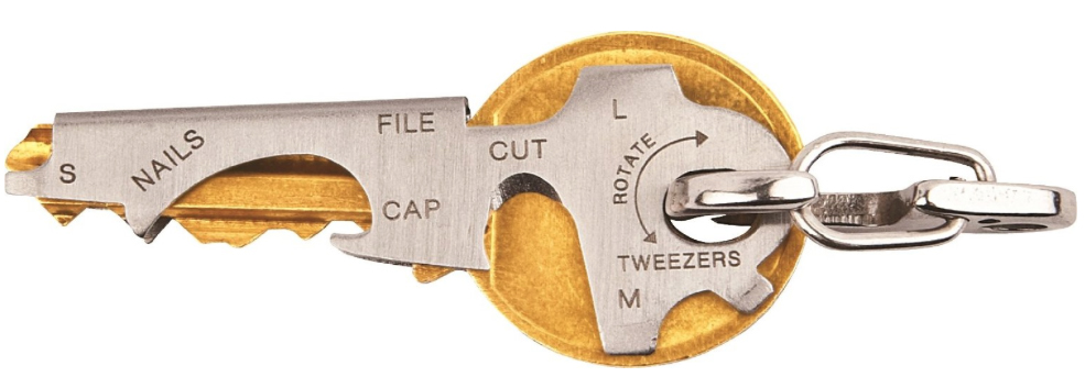 This stainless keychain multi-tool fits over a key - The Gadgeteer