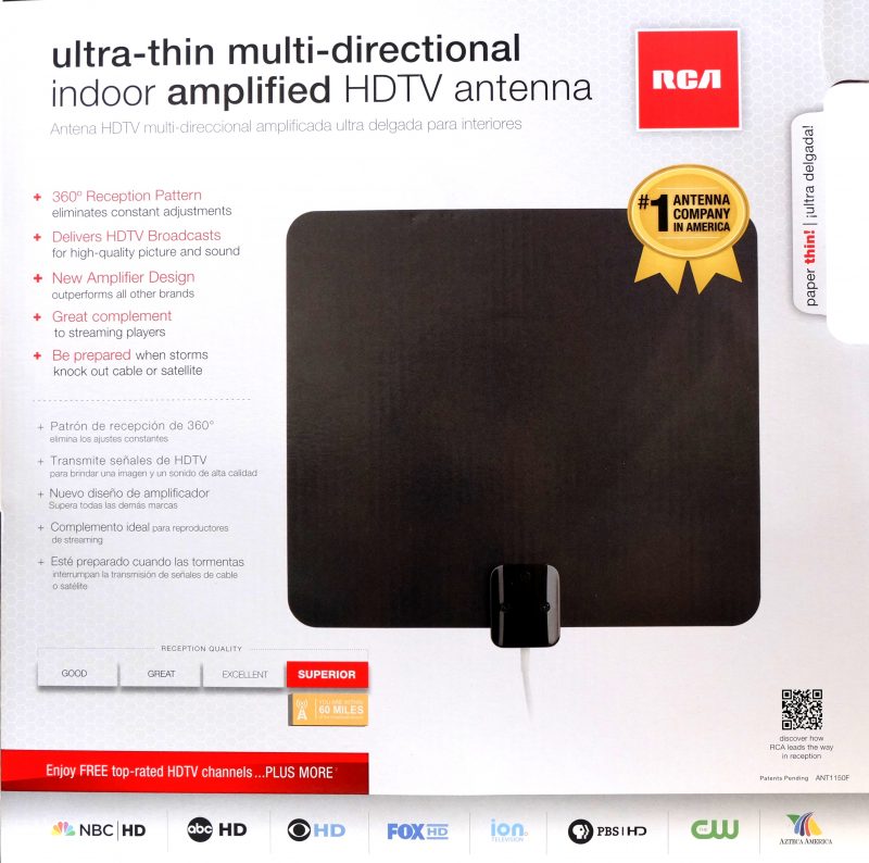 RCA Ultra-thin Multi-directional Indoor Amplified HDTV Antenna review ...