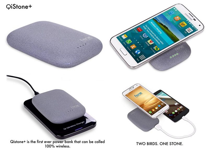 The QiStone+ backup battery wirelessly charges any Qichargeable device