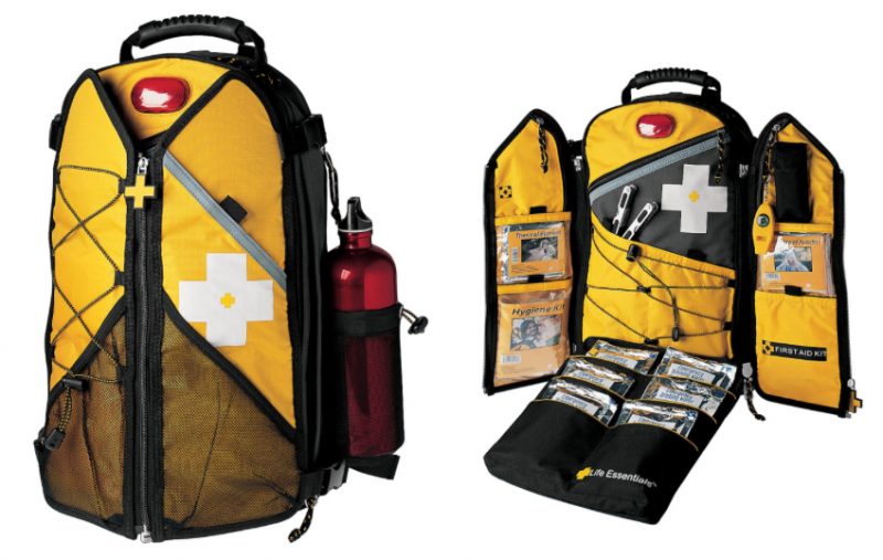 This backpack holds an already assembled emergency preparedness kit