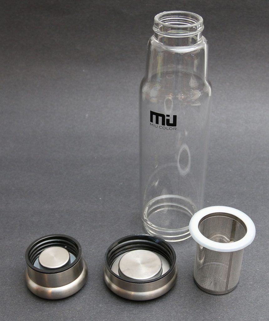 MIU COLOR® Stylish Portable Real Borosilicate Glass water Bottle with black 