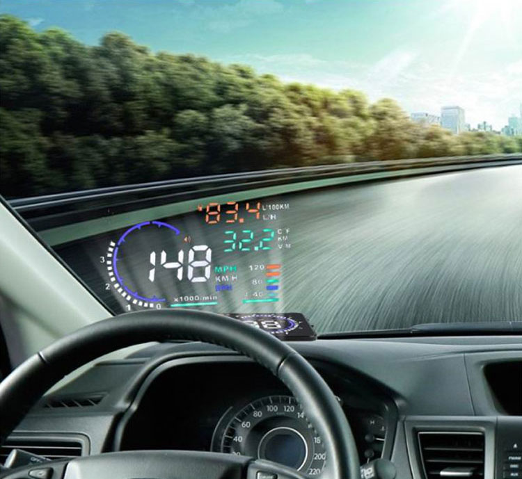 ZXLine A8 5.5 inches HUD Head Up Colorful Multifunction Display with OBD2 KM/h MPH RPM Speeding Warning