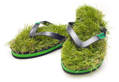 grass flipflops