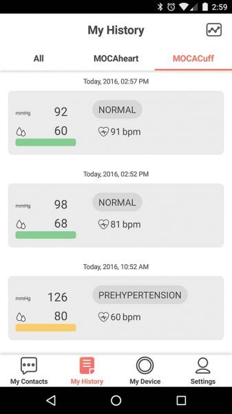 MOCACuff Automatic Blood Pressure Monitor Wrist Cuff w/Bluetooth App