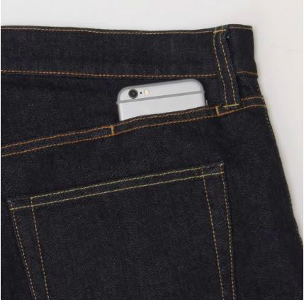 Pants with clearance cell phone pocket