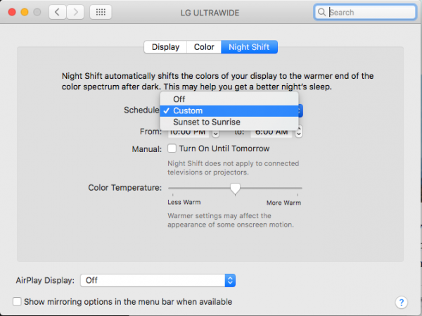 get night shift for mac