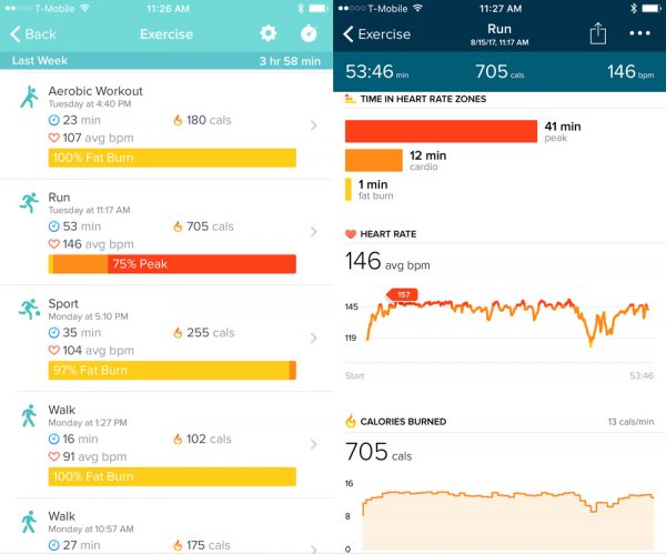 fitbit altaHR exercisedata