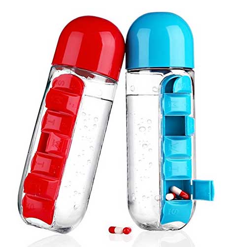 Water Bottle with Pill Organizer