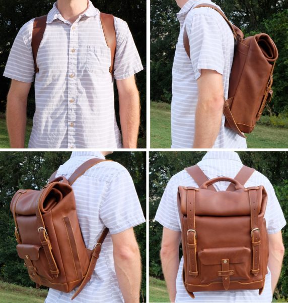 padandquill rolltop leather backpack 28