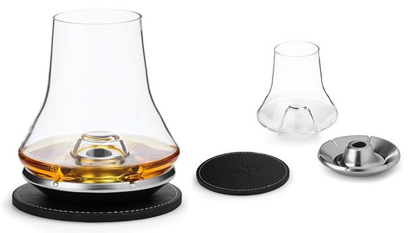 whiskey tasting glass with cooling coaster