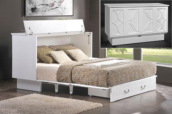 Folding bed store in cabinet