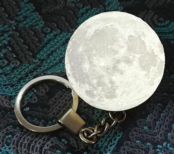 3d printed lighted moon keychain