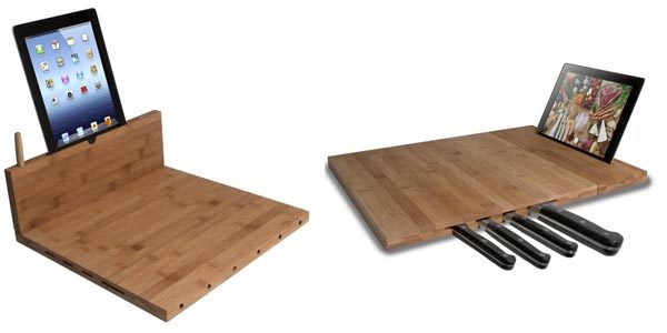 bamboo cutting board ipad stand