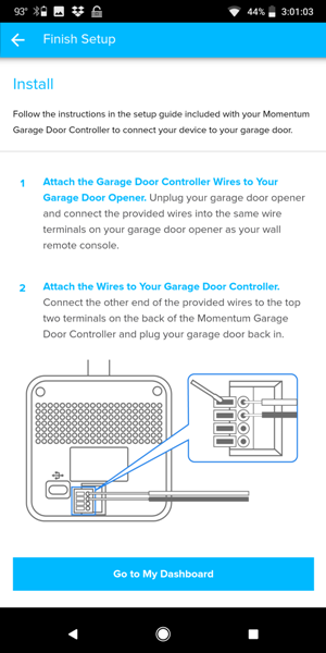 Momentum garage door store controller