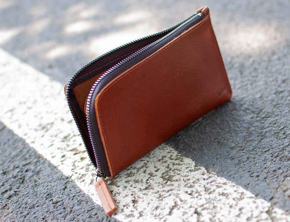 Toffee Banjo Leather Zip Pouch 004