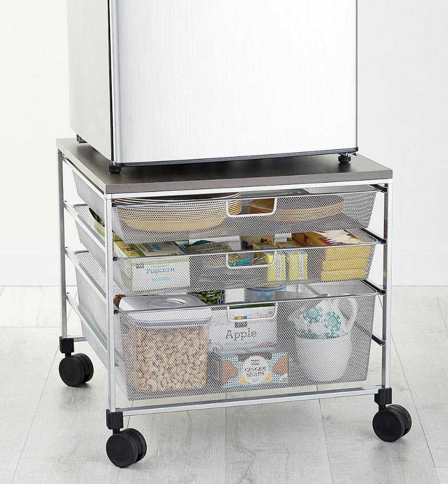 Elfa White Mesh Kitchen Cart